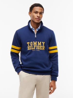 Varsity Stripe Quarter-Zip Sweatshirt, Preppy Navy
