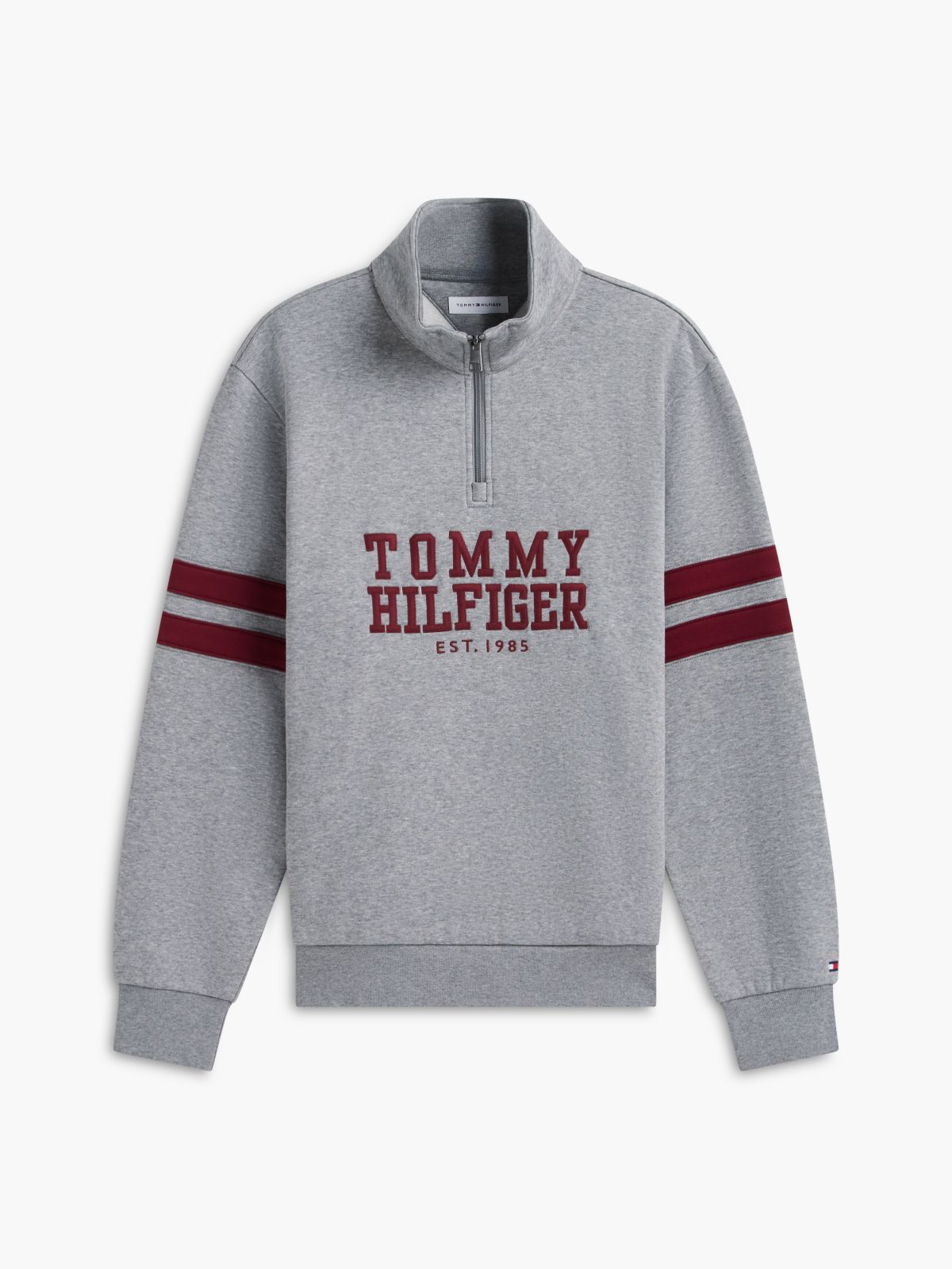 Varsity Stripe Quarter-Zip Sweatshirt — Grey