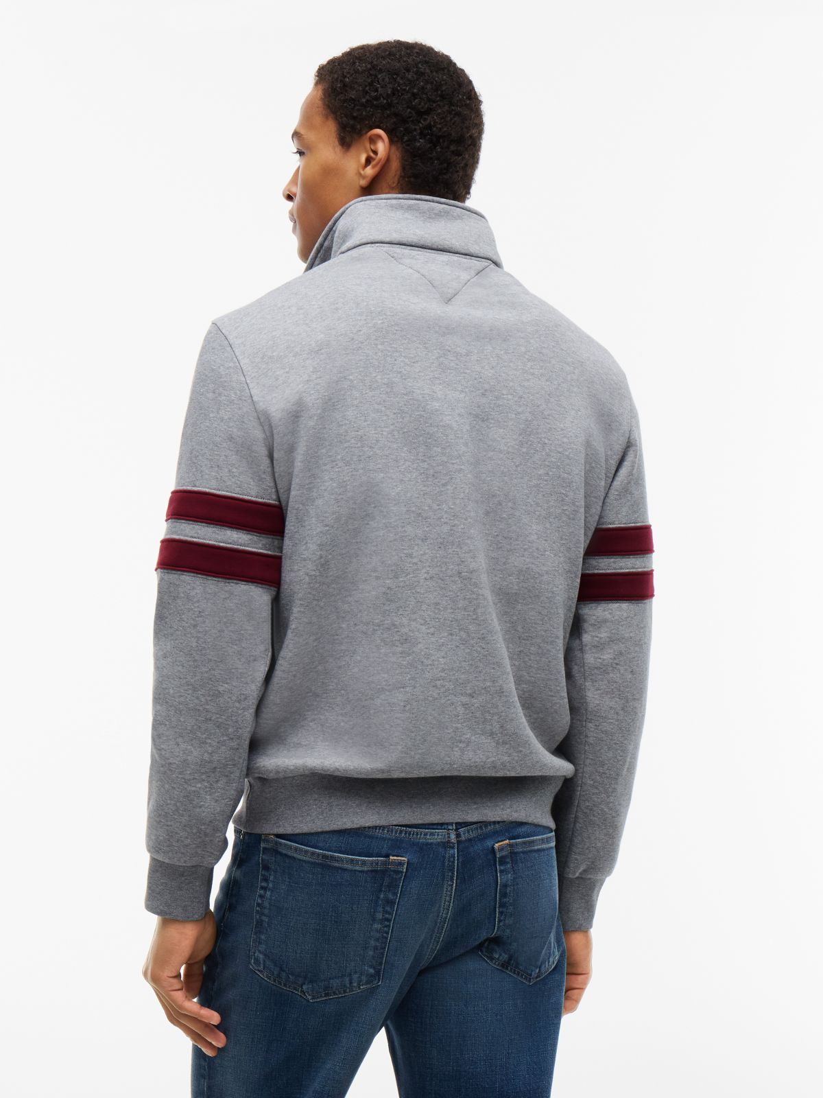 Varsity Stripe Quarter-Zip Sweatshirt — Grey