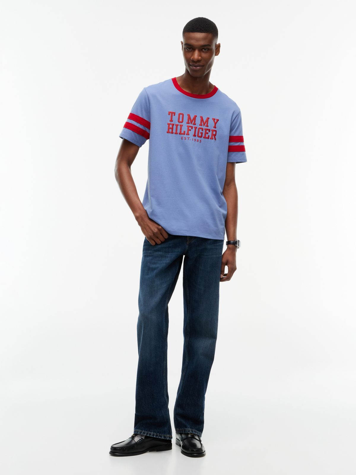 Varsity Logo Stripe T-Shirt — Washed Ink