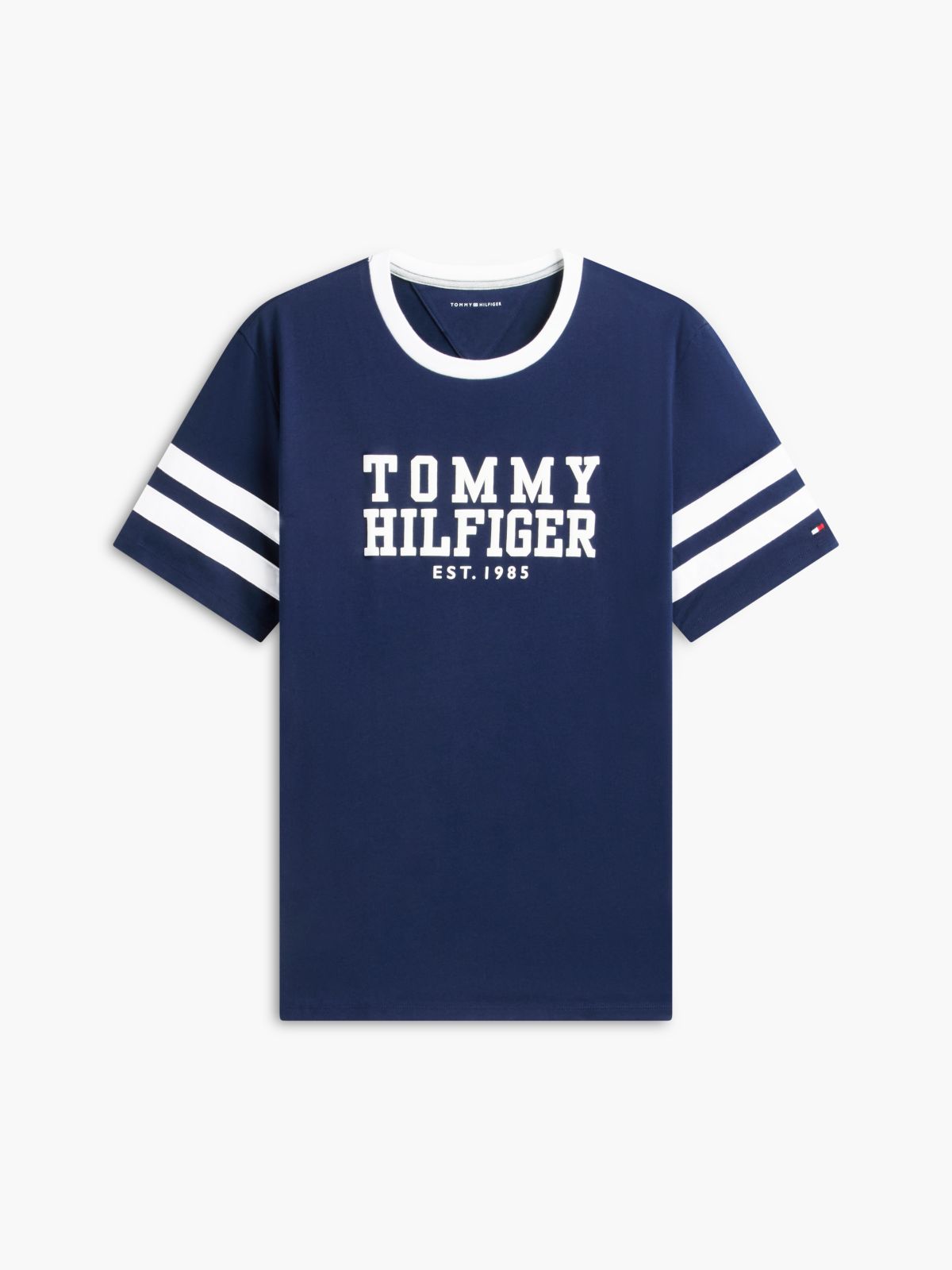 Varsity Logo Stripe T-Shirt — Carbon Navy