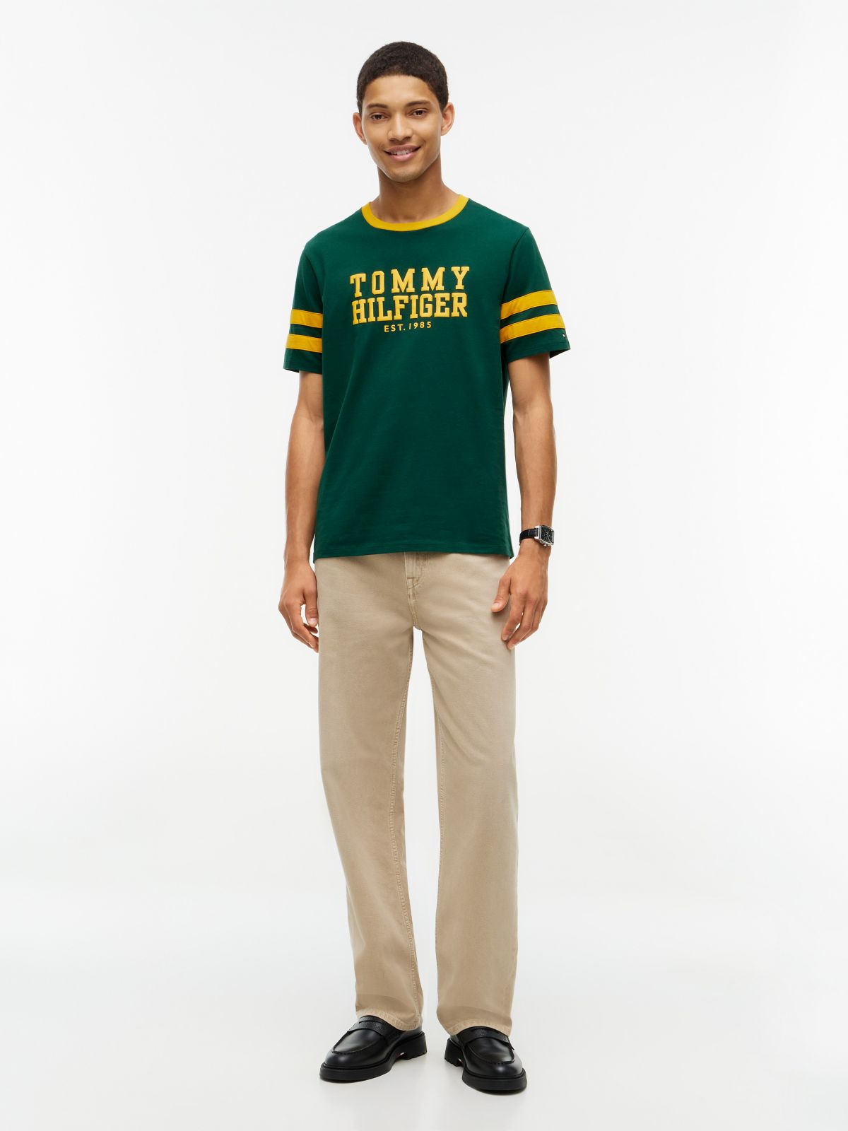 Varsity Logo Stripe T-Shirt — Ornamental Green