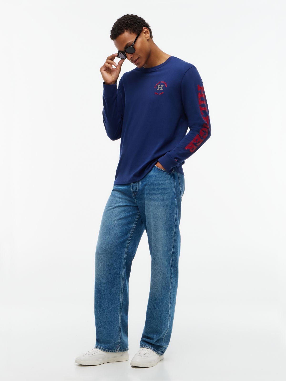 Long-Sleeve Hilfiger Logo T-Shirt — Preppy Navy