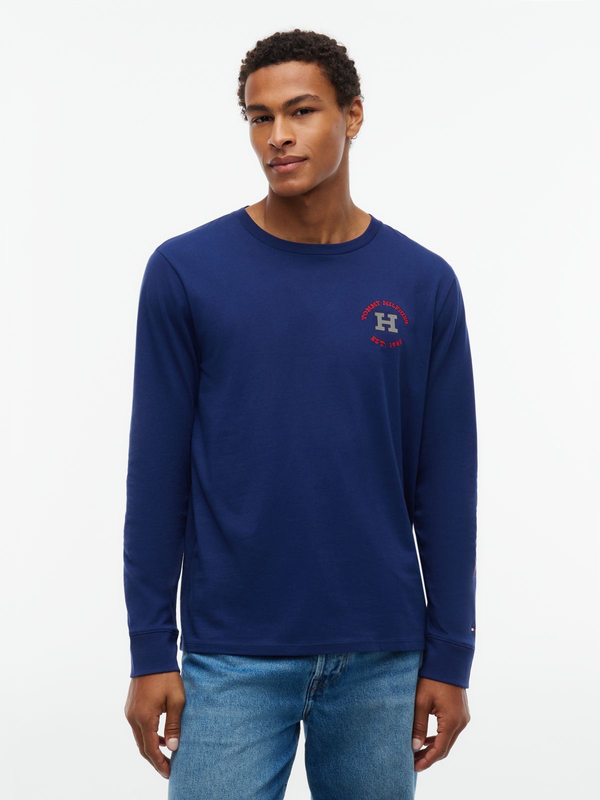 Long-Sleeve Hilfiger Logo T-Shirt — Preppy Navy
