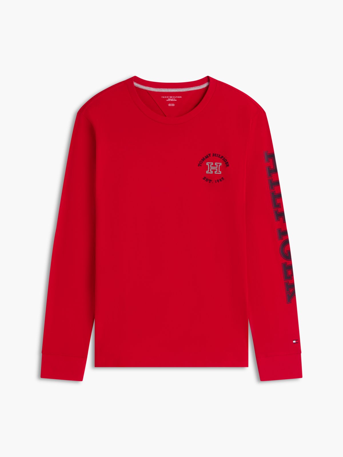 Long-Sleeve Hilfiger Logo T-Shirt — Medium Red