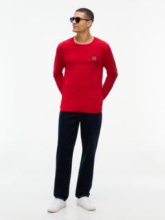 Long-Sleeve Hilfiger Logo T-Shirt — Medium Red 2