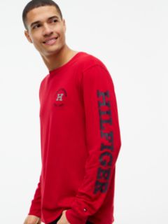 Long-Sleeve Hilfiger Logo T-Shirt — Medium Red 3