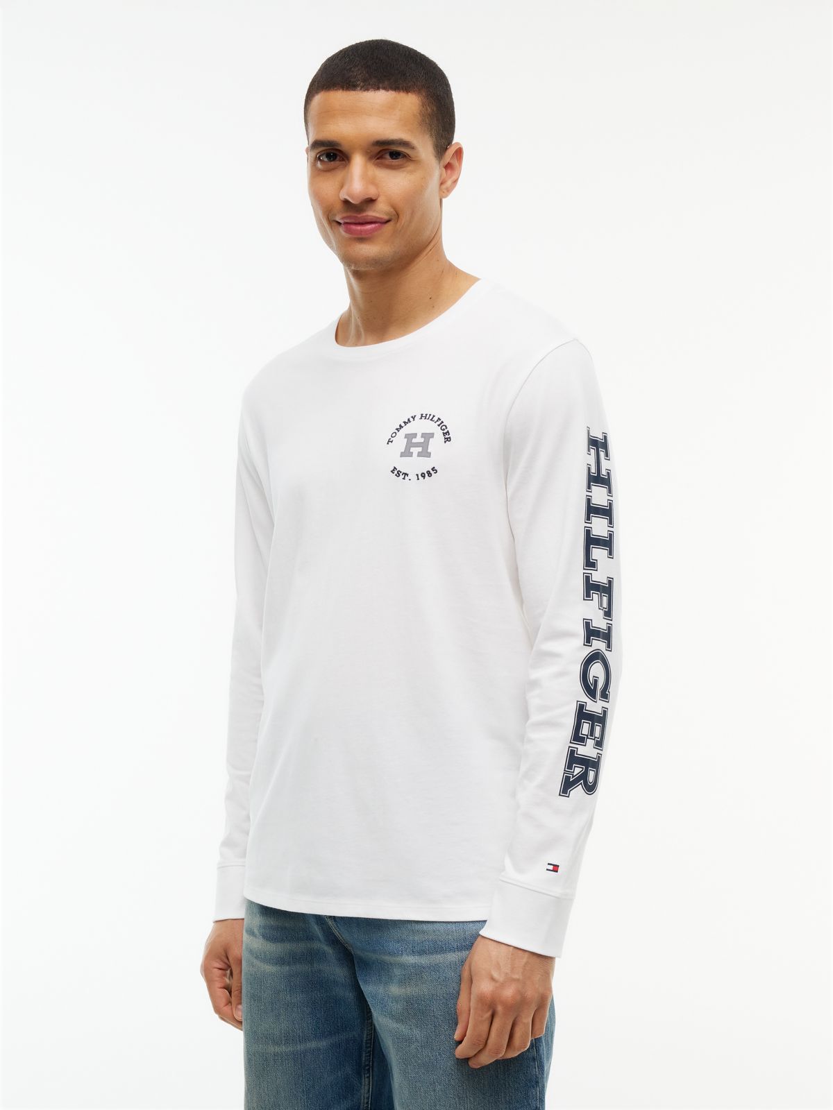 Long-Sleeve Hilfiger Logo T-Shirt — White