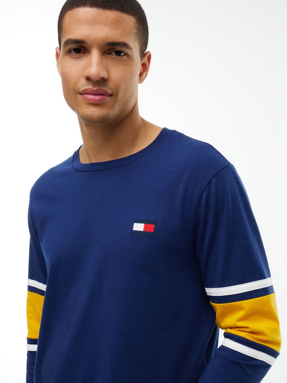 Long-Sleeve Varsity Block Stripe T-Shirt — Preppy Navy
