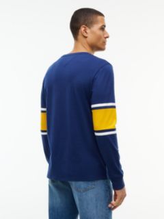 Long-Sleeve Varsity Block Stripe T-Shirt — Preppy Navy 4