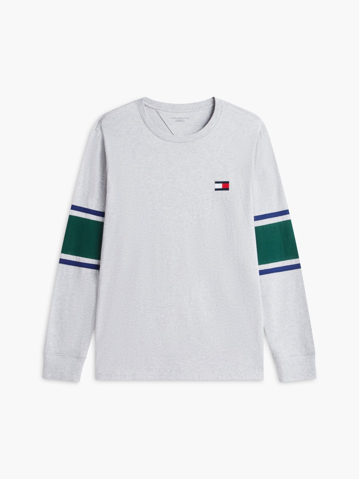 Long-Sleeve Varsity Block Stripe T-Shirt — Grey Heather