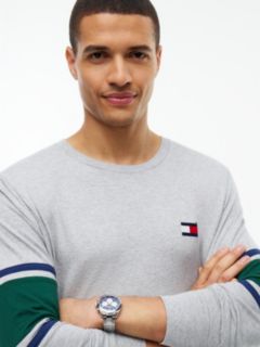 Long-Sleeve Varsity Block Stripe T-Shirt — Grey Heather 3