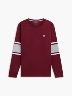 Long-Sleeve Varsity Block Stripe T-Shirt — Burgundy 5