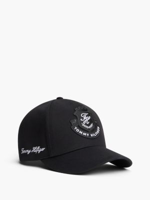 Script Monogram Crest Patch Baseball Cap, Black