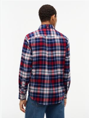 Мужская рубашка Tommy Hilfiger Regular Fit Plaid Flannel, цвет: Тёмно-синий — фото 4