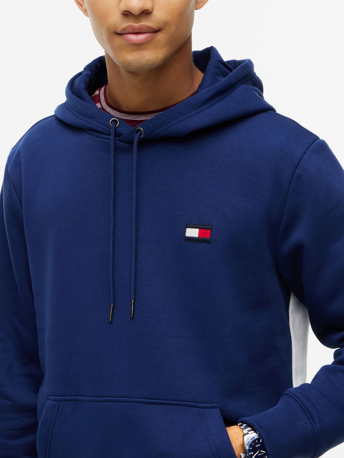 Back Flag Colorblock Hoodie — Preppy Navy