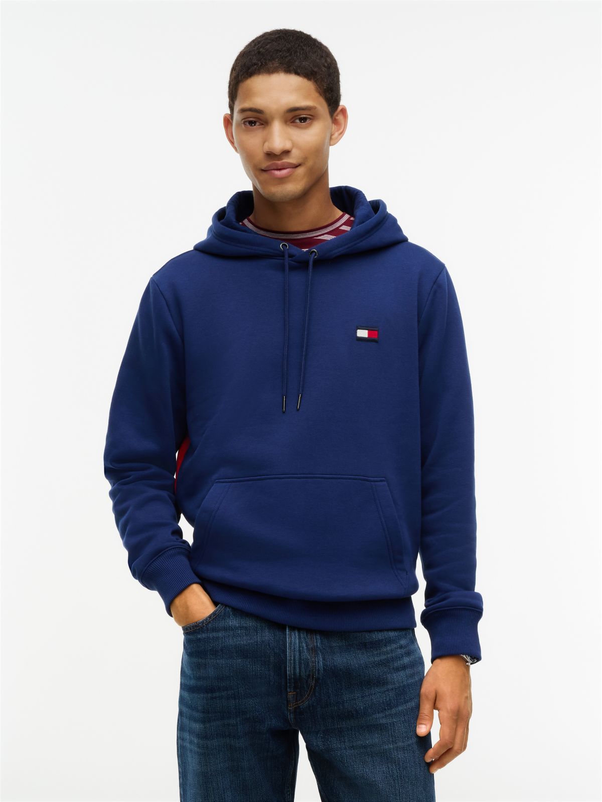 Back Flag Colorblock Hoodie — Preppy Navy