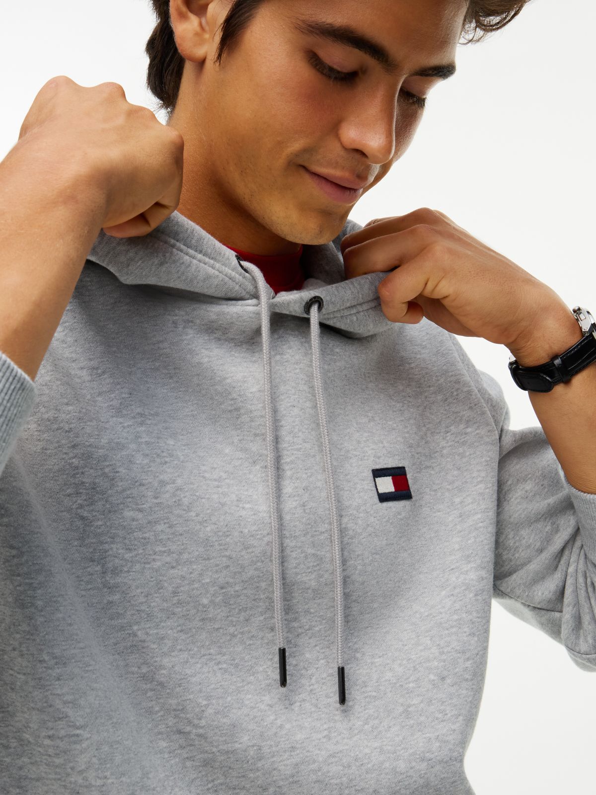 Back Flag Colorblock Hoodie — Grey