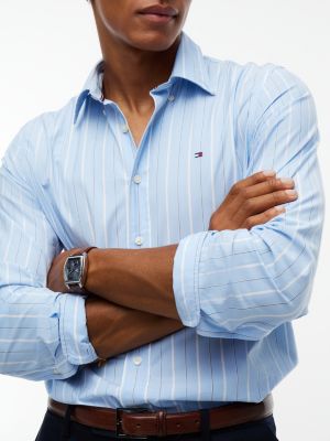 Мужская рубашка Tommy Hilfiger Regular Fit Striped, цвет: Синий — фото 3