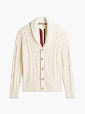Мужской кардиган Tommy Hilfiger Signature Stripe Cable Knit, цвет: Кремовый — фото 5