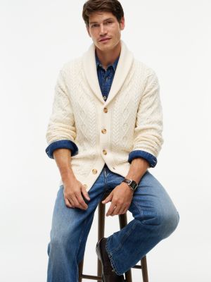 Мужской кардиган Tommy Hilfiger Signature Stripe Cable Knit, цвет: Кремовый — фото 3
