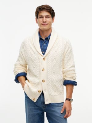 Мужской кардиган Tommy Hilfiger Signature Stripe Cable Knit, цвет: Кремовый — фото 1