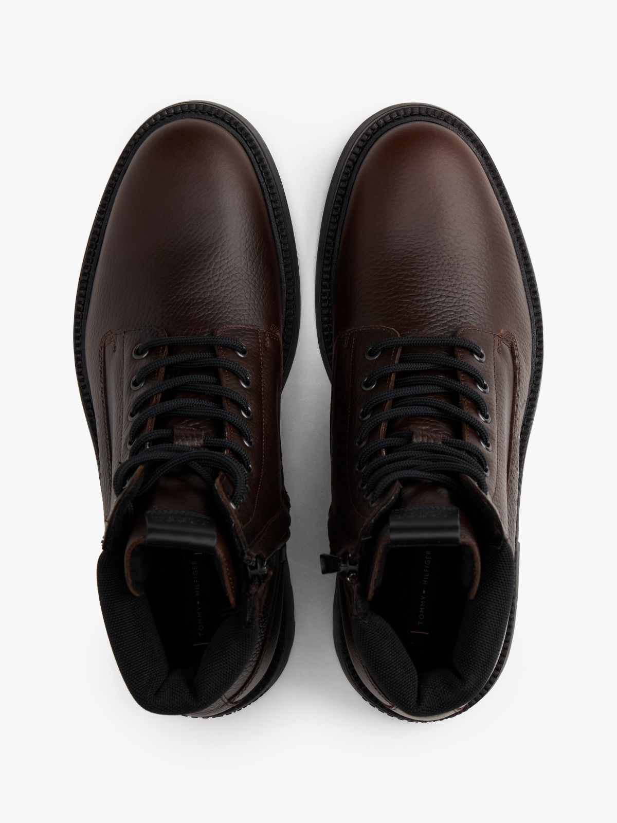 Water-Repellent Leather Lace-Up Boot — Cocoa