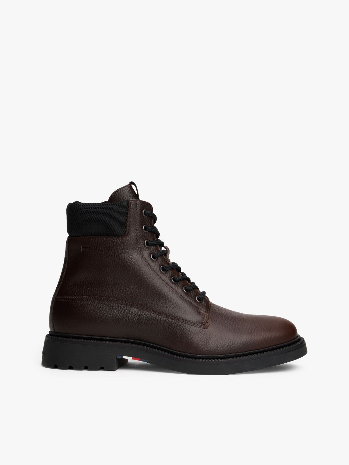 Water-Repellent Leather Lace-Up Boot — Cocoa