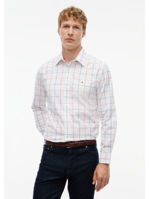 Regular Fit Windowpane Shirt, Optic White