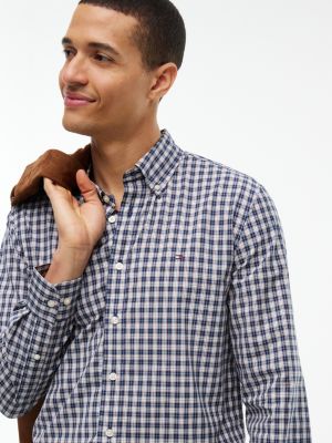 Мужская рубашка Tommy Hilfiger Regular Fit Mini Check, цвет: Тёмно-синий клетчатый — фото 3