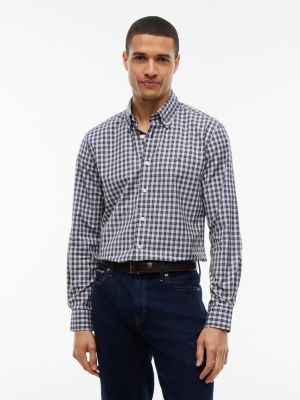 Regular Fit Mini Check Shirt, Navy Check