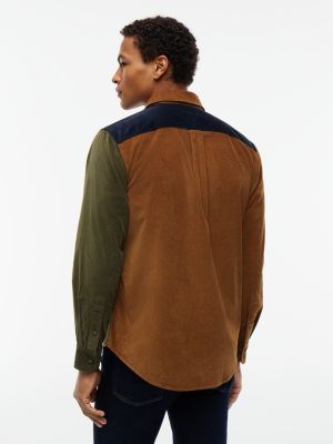 Мужская рубашка Tommy Hilfiger Regular Fit Colorblock Corduroy, цвет: Хаки — фото 4