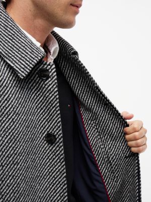 Мужское пальто Tommy Hilfiger Wool-Blend Car, цвет: Чёрный полосатый — фото 2