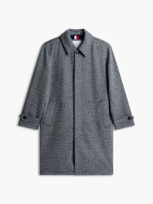 Мужское пальто Tommy Hilfiger Wool-Blend Car, цвет: Чёрный полосатый — фото 6