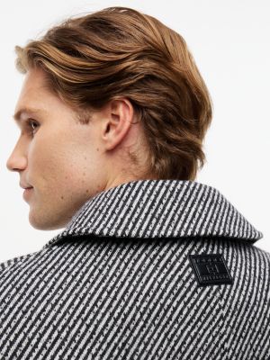 Мужское пальто Tommy Hilfiger Wool-Blend Car, цвет: Чёрный полосатый — фото 3