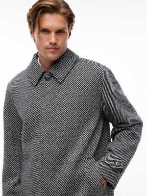 Мужское пальто Tommy Hilfiger Wool-Blend Car, цвет: Чёрный полосатый — фото 4