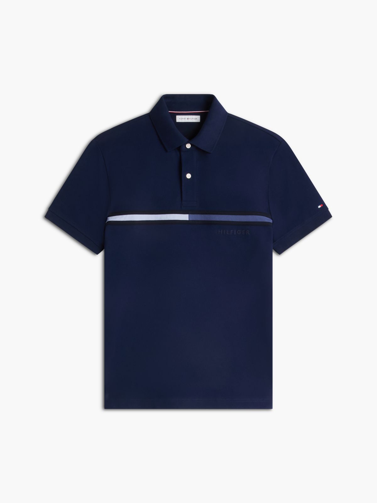 Regular Fit Signature Flag Stripe Polo — Light Navy