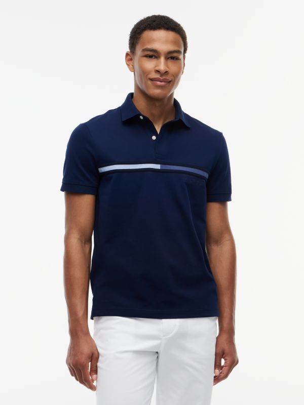 Regular Fit Signature Flag Stripe Polo — Light Navy