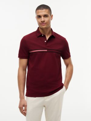 Regular Fit Signature Flag Stripe Polo, Burgundy