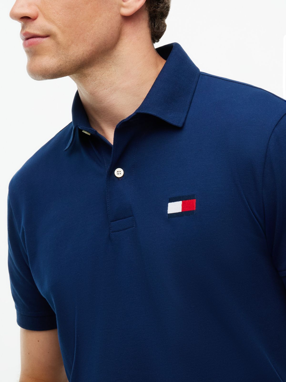 Regular Fit Flag Logo Polo — Light Navy