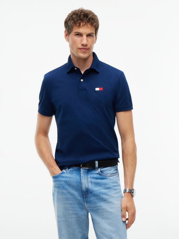 Regular Fit Flag Logo Polo — Light Navy