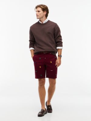 Мужские шорты Tommy Hilfiger Regular Fit 9" Allover Logo, цвет: Бордовый — фото 2