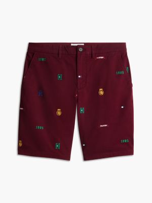 Мужские шорты Tommy Hilfiger Regular Fit 9" Allover Logo, цвет: Бордовый — фото 5