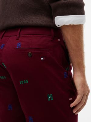 Мужские шорты Tommy Hilfiger Regular Fit 9" Allover Logo, цвет: Бордовый — фото 3