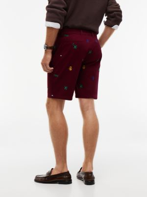 Мужские шорты Tommy Hilfiger Regular Fit 9" Allover Logo, цвет: Бордовый — фото 4