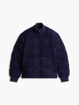 Мужская куртка Tommy Hilfiger TH Performance Cable Knit Puffer, цвет: Тёмно-синий — фото 6