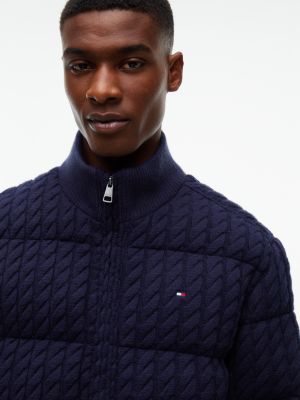 Мужская куртка Tommy Hilfiger TH Performance Cable Knit Puffer, цвет: Тёмно-синий — фото 3