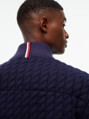 Мужская куртка Tommy Hilfiger TH Performance Cable Knit Puffer, цвет: Тёмно-синий — фото 4