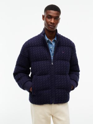 TH Performance Cable Knit Puffer Jacket, Navy Blue