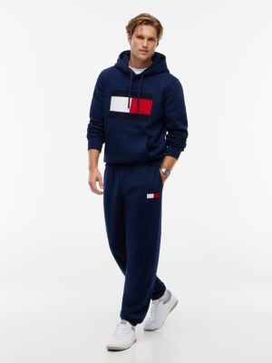 Мужское худи Tommy Hilfiger Flag Logo Brushed-Back, цвет: Карбоновый тёмно-синий — фото 2
